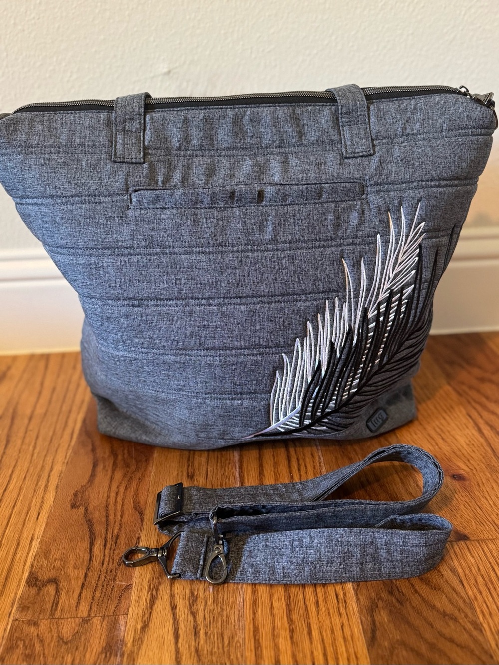 RARE Embroidered Heather Feather! Lug Apollo Tote Crossbody